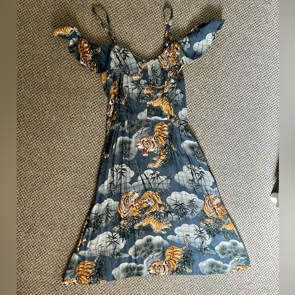 Trashy Diva Blue and Orange Tiger Print Dress 12